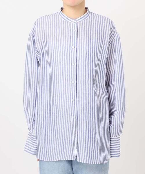 IENA（イエナ）の「《一部カラーWEB限定》ラミーリヨセルバンドカラーシャツ（シャツ/ブラウス・レディース・サックスブルー/スカイブルー/ホワイト/ブラウン/ピンク・FREE）」の9枚目の写真