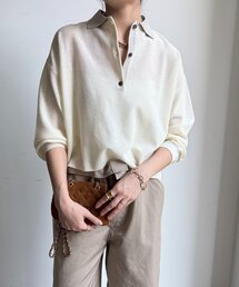 鹿の子編み襟付ニット