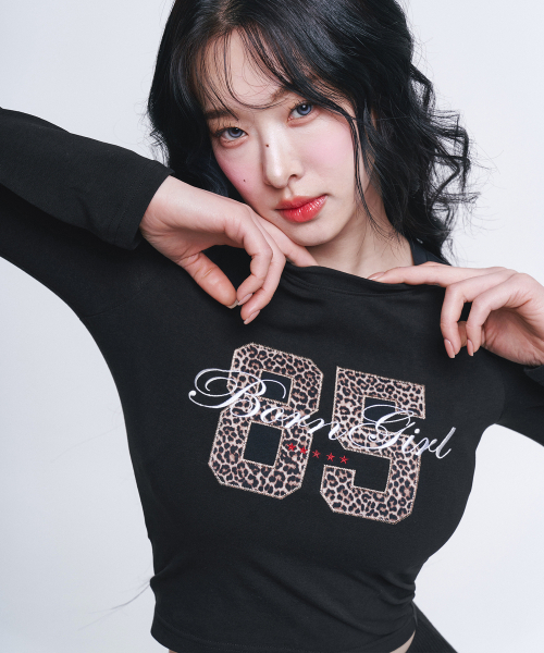 BORN TO WIN（ボーントゥウィン）の「W BORN GIRL LEOPARD CROP LONGSLEEVE [BLACK]（Tシャツ/カットソー・レディース・その他・1/2）」の3枚目の写真