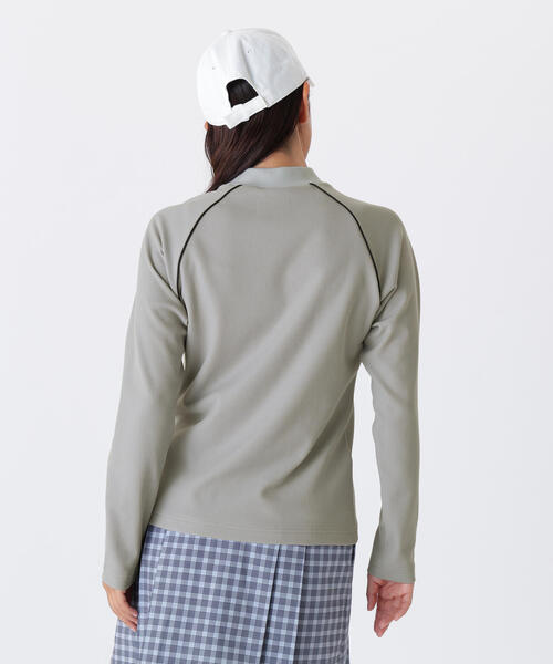 【グレー2】ミニワッフル 長袖 モックネック プルオーバー (WOMENS) new balance golf】ミニワッフル 長袖 モックネック プルオーバー
