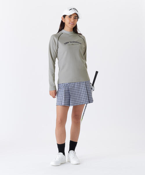 【グレー2】ミニワッフル 長袖 モックネック プルオーバー (WOMENS) new balance golf】ミニワッフル 長袖 モックネック プルオーバー