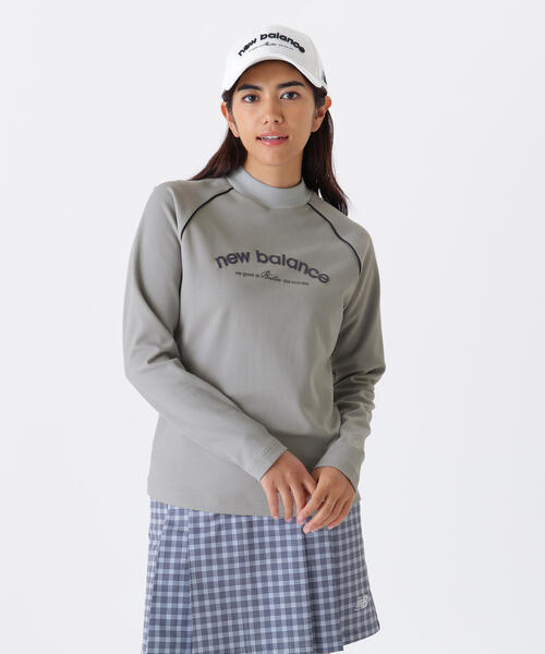 【グレー2】ミニワッフル 長袖 モックネック プルオーバー (WOMENS) new balance golf】ミニワッフル 長袖 モックネック プルオーバー