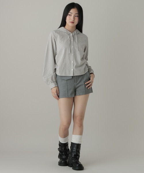 3.3 Field Trip （3.3フィールドトリップ）の「3.3 Field Trip／フーディーサイドギャザーシャツ（シャツ/ブラウス・レディース・ブラック/イエロー・FREE）」の20枚目の写真