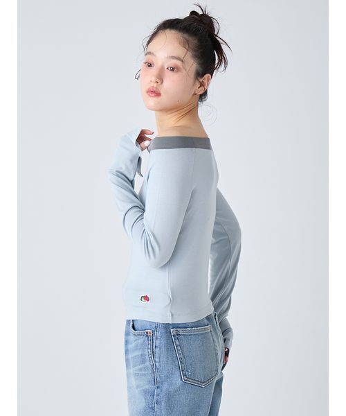 LILY BROWN(リリーブラウン)の「Fruit of the Loom×LILY BROWN/2wayオフショルダートップス(Tシャツ/カットソー・レディース・ネイビー/ホワイト/ライトブルー・F)」の7枚目の写真