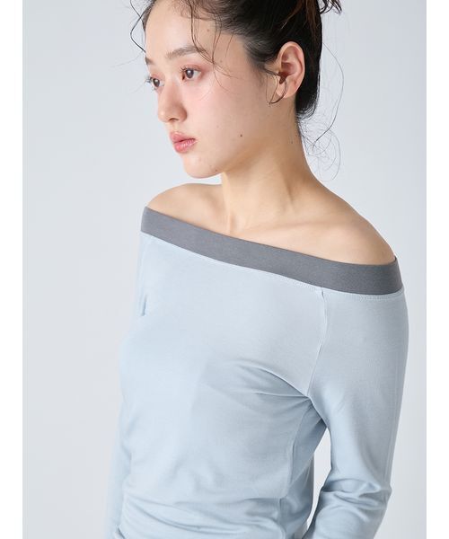LILY BROWN(リリーブラウン)の「Fruit of the Loom×LILY BROWN/2wayオフショルダートップス(Tシャツ/カットソー・レディース・ネイビー/ホワイト/ライトブルー・F)」の8枚目の写真
