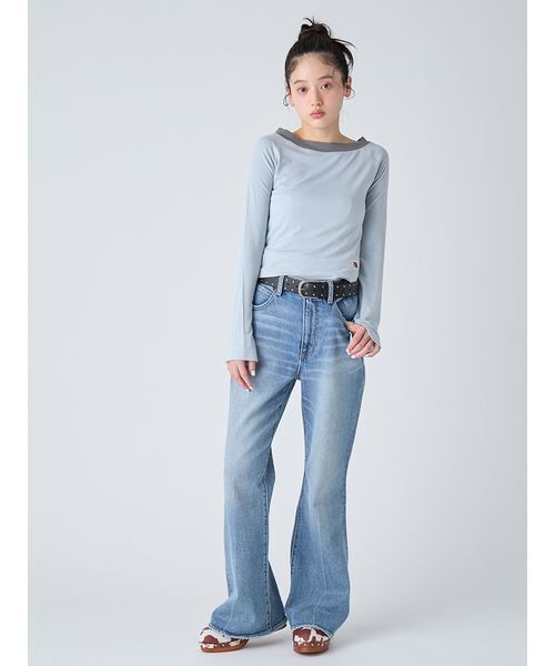 LILY BROWN(リリーブラウン)の「Fruit of the Loom×LILY BROWN/2wayオフショルダートップス(Tシャツ/カットソー・レディース・ネイビー/ホワイト/ライトブルー・F)」の12枚目の写真