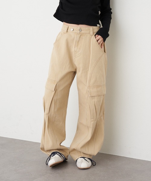 RAY CASSIN（レイカズン）の「デザインカーゴパンツ（カーゴパンツ・レディース・アイボリー/カーキ/ベージュ・FREE）」の12枚目の写真