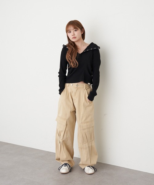 RAY CASSIN（レイカズン）の「デザインカーゴパンツ（カーゴパンツ・レディース・アイボリー/カーキ/ベージュ・FREE）」の18枚目の写真