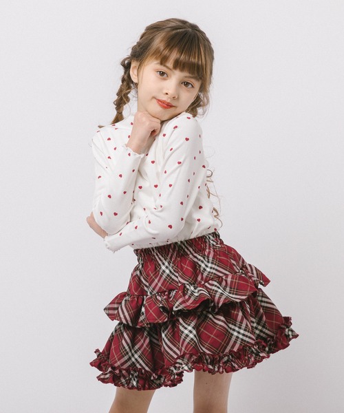 URBAN CHERRY(アーバンチェリー)の「【インナーパンツ付き】ティアードフリルチェックスカート(スカート・キッズ・ネイビー/グリーン/レッド/ブラウン・110cm/120cm/130cm/140cm/150cm)」の11枚目の写真
