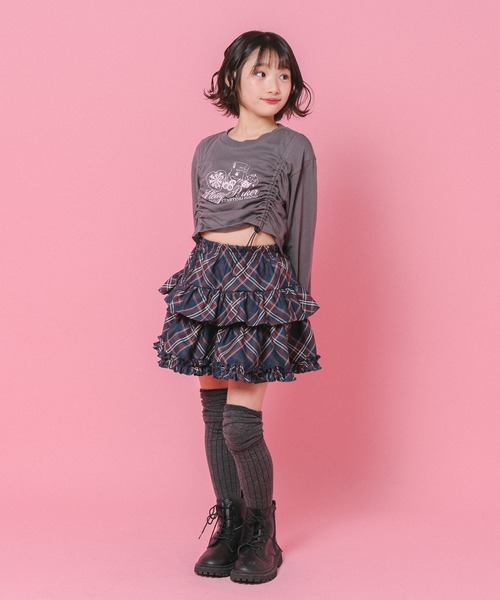 URBAN CHERRY(アーバンチェリー)の「【インナーパンツ付き】ティアードフリルチェックスカート(スカート・キッズ・ネイビー/グリーン/レッド/ブラウン・110cm/120cm/130cm/140cm/150cm)」の21枚目の写真