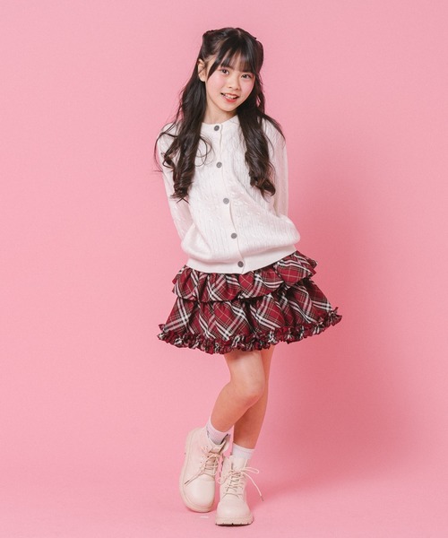 URBAN CHERRY(アーバンチェリー)の「【インナーパンツ付き】ティアードフリルチェックスカート(スカート・キッズ・ネイビー/グリーン/レッド/ブラウン・110cm/120cm/130cm/140cm/150cm)」の20枚目の写真