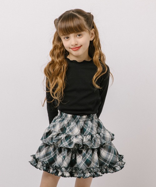 URBAN CHERRY(アーバンチェリー)の「【インナーパンツ付き】ティアードフリルチェックスカート(スカート・キッズ・ネイビー/グリーン/レッド/ブラウン・110cm/120cm/130cm/140cm/150cm)」の13枚目の写真