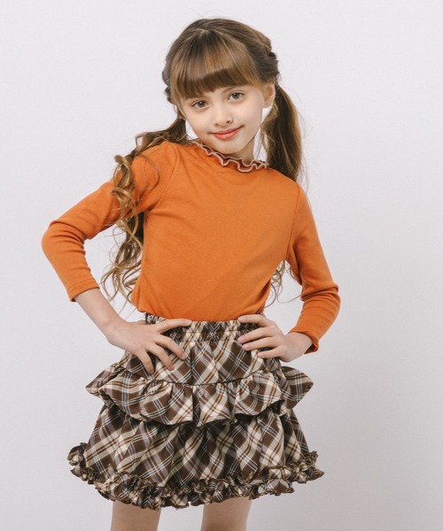 URBAN CHERRY(アーバンチェリー)の「【インナーパンツ付き】ティアードフリルチェックスカート(スカート・キッズ・ネイビー/グリーン/レッド/ブラウン・110cm/120cm/130cm/140cm/150cm)」の14枚目の写真
