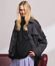 《UNISEX》Layering MA-1 Docking Prime-Over Open Collar Shirt/レイヤリングMA-1ドッキングプライムオーバーオープンカラーシャツ【MAISON SPECIAL/メゾンスペシャル】