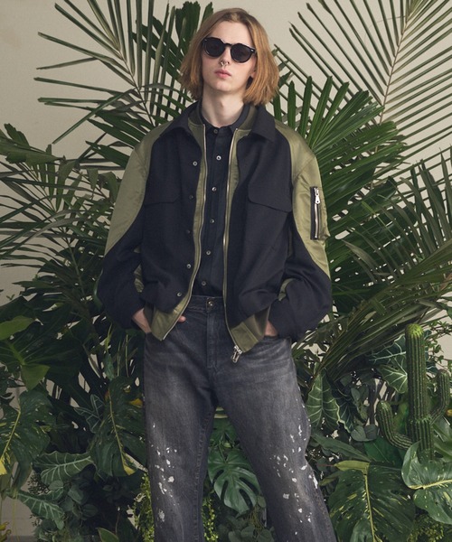MAISON SPECIAL(メゾンスペシャル)の「《UNISEX》Layering MA-1 Docking Prime-Over Open Collar Shirt/レイヤリングMA-1ドッキングプライムオーバーオープンカラーシャツ【MAISON SPECIAL/メゾンスペシャル】(シャツ/ブラウス・メンズ・ブラック/チャコールグレー・2/1/0)」の5枚目の写真