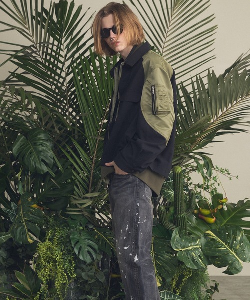 MAISON SPECIAL(メゾンスペシャル)の「《UNISEX》Layering MA-1 Docking Prime-Over Open Collar Shirt/レイヤリングMA-1ドッキングプライムオーバーオープンカラーシャツ【MAISON SPECIAL/メゾンスペシャル】(シャツ/ブラウス・メンズ・ブラック/チャコールグレー・2/1/0)」の6枚目の写真