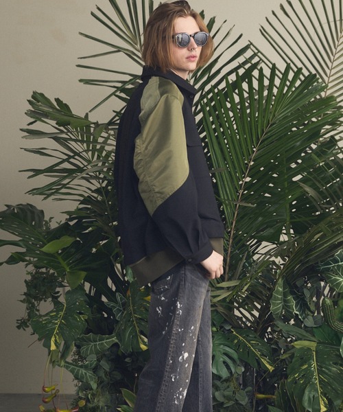 MAISON SPECIAL(メゾンスペシャル)の「《UNISEX》Layering MA-1 Docking Prime-Over Open Collar Shirt/レイヤリングMA-1ドッキングプライムオーバーオープンカラーシャツ【MAISON SPECIAL/メゾンスペシャル】(シャツ/ブラウス・メンズ・ブラック/チャコールグレー・2/1/0)」の8枚目の写真