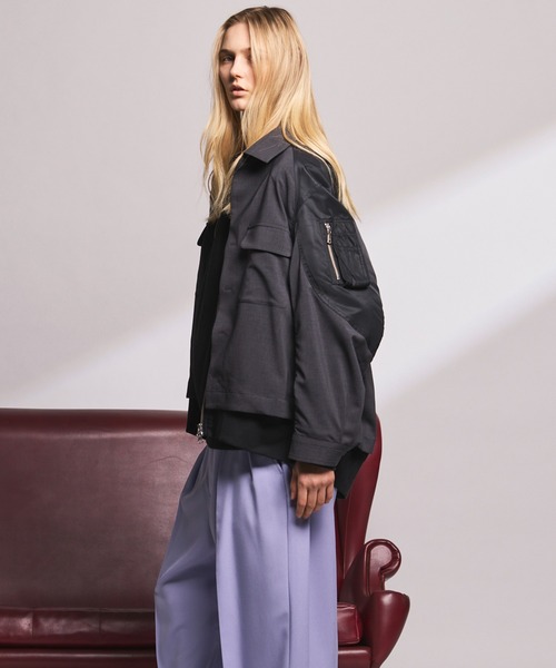 MAISON SPECIAL(メゾンスペシャル)の「《UNISEX》Layering MA-1 Docking Prime-Over Open Collar Shirt/レイヤリングMA-1ドッキングプライムオーバーオープンカラーシャツ【MAISON SPECIAL/メゾンスペシャル】(シャツ/ブラウス・メンズ・ブラック/チャコールグレー・2/1/0)」の11枚目の写真