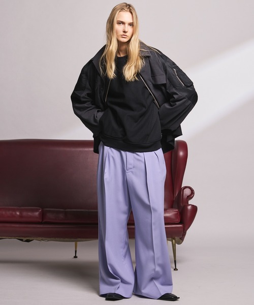 MAISON SPECIAL(メゾンスペシャル)の「《UNISEX》Layering MA-1 Docking Prime-Over Open Collar Shirt/レイヤリングMA-1ドッキングプライムオーバーオープンカラーシャツ【MAISON SPECIAL/メゾンスペシャル】(シャツ/ブラウス・メンズ・ブラック/チャコールグレー・2/1/0)」の4枚目の写真