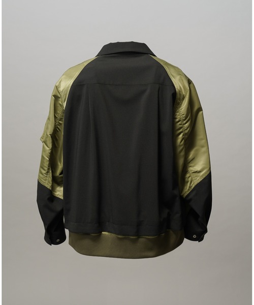 MAISON SPECIAL(メゾンスペシャル)の「《UNISEX》Layering MA-1 Docking Prime-Over Open Collar Shirt/レイヤリングMA-1ドッキングプライムオーバーオープンカラーシャツ【MAISON SPECIAL/メゾンスペシャル】(シャツ/ブラウス・メンズ・ブラック/チャコールグレー・2/1/0)」の15枚目の写真