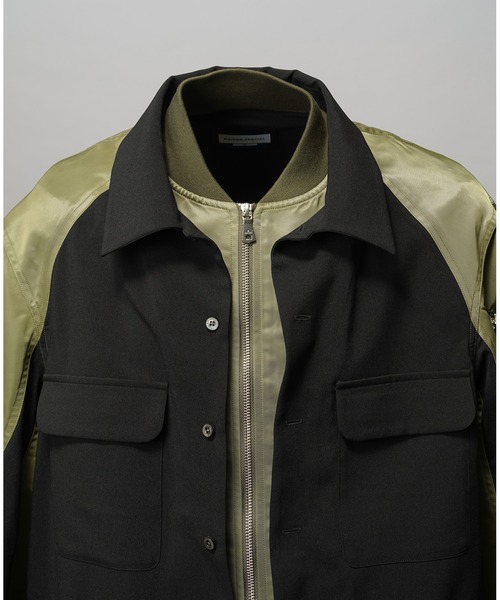 UNISEX》Layering MA-1 Docking Prime-Over Open Collar Shirt/レイヤ
