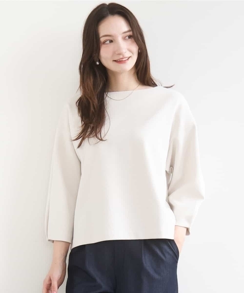 MK MICHEL KLEIN（エムケーミッシェルクラン）の「コットンポンチカットソー/洗える（Tシャツ/カットソー・レディース・ネイビー/ベージュ・38）」の2枚目の写真