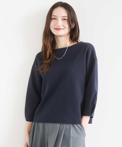 MK MICHEL KLEIN（エムケーミッシェルクラン）の「コットンポンチカットソー/洗える（Tシャツ/カットソー・レディース・ネイビー/ベージュ・38）」の4枚目の写真