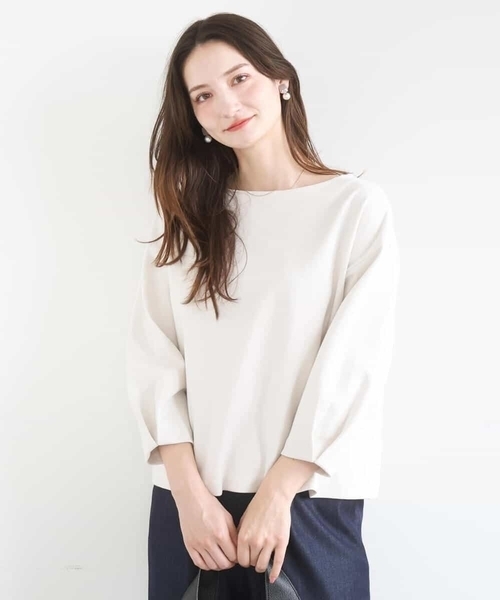 MK MICHEL KLEIN（エムケーミッシェルクラン）の「コットンポンチカットソー/洗える（Tシャツ/カットソー・レディース・ネイビー/ベージュ・38）」の8枚目の写真