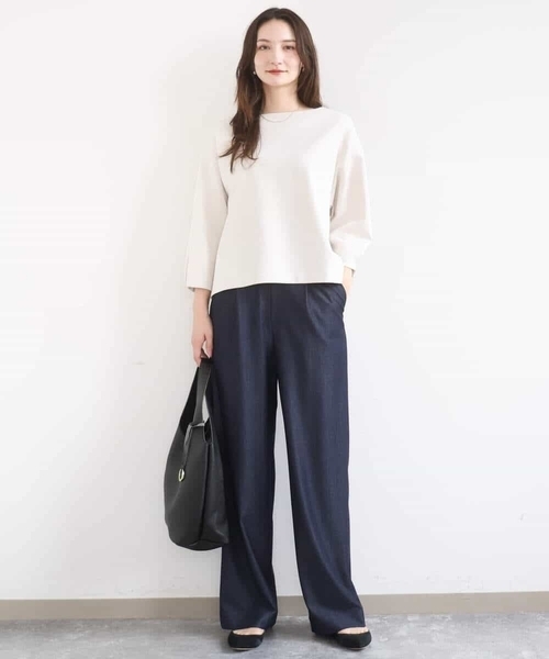 MK MICHEL KLEIN（エムケーミッシェルクラン）の「コットンポンチカットソー/洗える（Tシャツ/カットソー・レディース・ネイビー/ベージュ・38）」の9枚目の写真