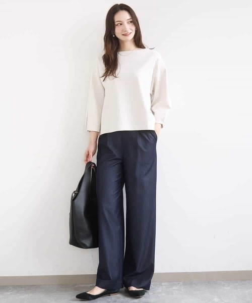 MK MICHEL KLEIN（エムケーミッシェルクラン）の「コットンポンチカットソー/洗える（Tシャツ/カットソー・レディース・ネイビー/ベージュ・38）」の10枚目の写真