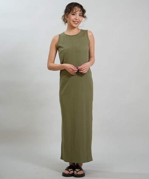 RIKKA FEMME(リッカファム)の「RIKKA FEMME/リッカファム ワンピース リブワンピ ロング丈 RF6S-1408(ワンピース・レディース・グレー/オレンジ/ネイビー/カーキ・FREE)」の2枚目の写真