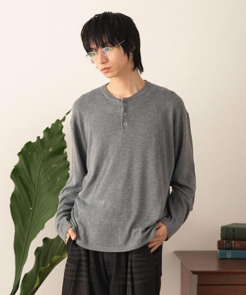 LUCY(ルーシー)の「LUCY/【26年春夏新作】リングドットヘンリーネックプルオーバー(Tシャツ/カットソー・メンズ・ブラック/グレー・LARGE/MEDIUM)」の2枚目の写真