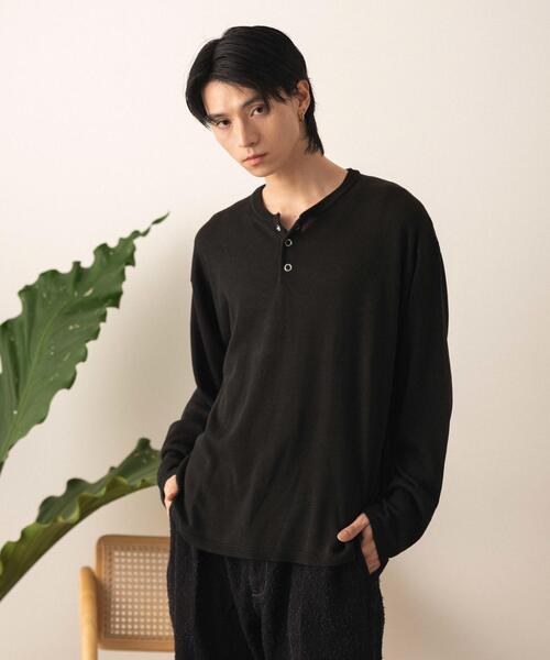 LUCY(ルーシー)の「LUCY/【26年春夏新作】リングドットヘンリーネックプルオーバー(Tシャツ/カットソー・メンズ・ブラック/グレー・LARGE/MEDIUM)」の7枚目の写真