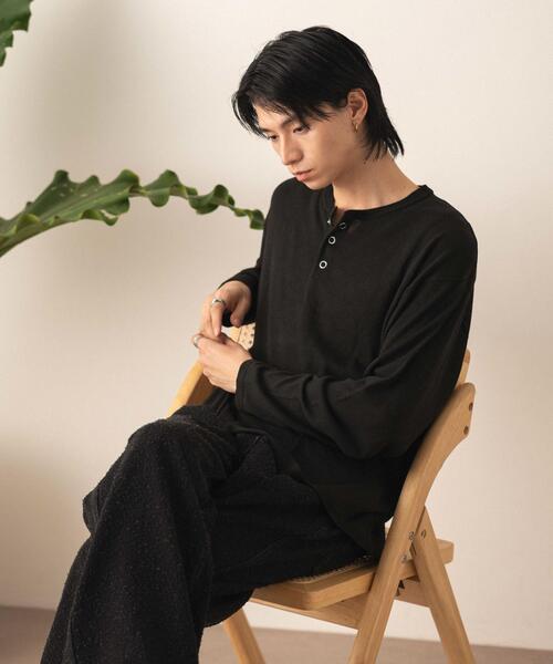 LUCY(ルーシー)の「LUCY/【26年春夏新作】リングドットヘンリーネックプルオーバー(Tシャツ/カットソー・メンズ・ブラック/グレー・LARGE/MEDIUM)」の9枚目の写真