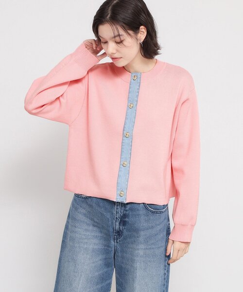 THE SHOP TK (ザ ショップ ティーケー )の「デニム切替カーディガン(カーディガン/ボレロ・レディース・ネイビー系2/アイボリー系2/ピンク・12/13)」の4枚目の写真