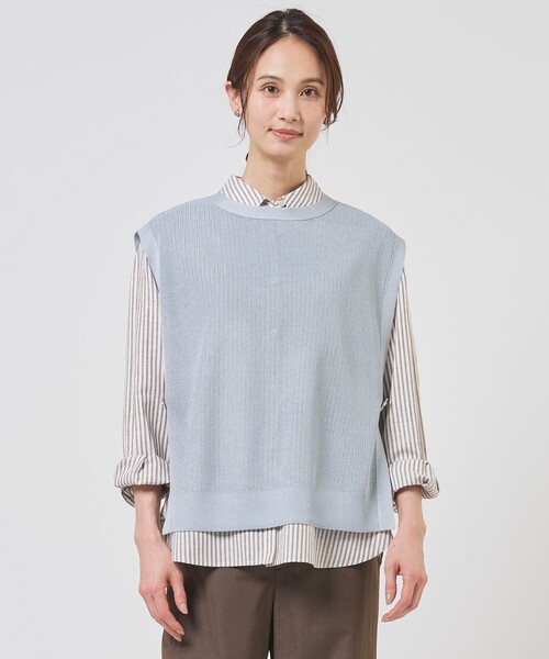 J.PRESS（ジェイプレス）の「Vis/Pe スパーク ニット ベスト（ベスト・レディース・ライトグレー系/ネイビー系/スカイブルー系・T13）」の2枚目の写真