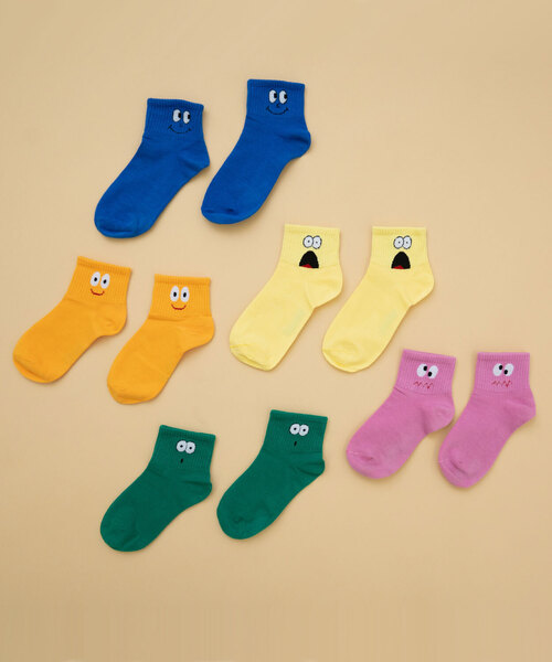 and D. petit main（アンドディープティマイン）の「【Dセレクト】おめめソックス（ソックス/靴下・キッズ・イエロー/ピンク/グリーン/ブルー/レモンイエロー・M(16-18cm)/L(19-23cm)/14-15cm）」の6枚目の写真