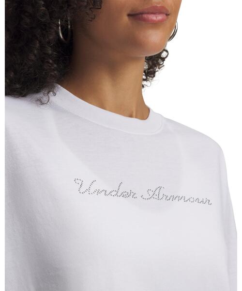UNDER ARMOUR(アンダーアーマー)の「UAラインストーン クロップ ショートスリーブ Tシャツ(ライフスタイル/レディース)(Tシャツ/カットソー・レディース・ホワイト・M/L/XL/S)」の3枚目の写真