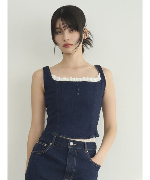 LILY BROWN（リリーブラウン）の「デニムビスチェ（その他トップス・レディース・インディゴブルー/ライトブルー/その他・F）」の2枚目の写真