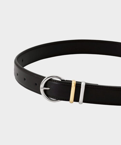 CINOH(チノ)の「LEATHER BELT/SILVER BUCKLE(ベルト・メンズ・ブラック×シルバー・M/S)」の3枚目の写真