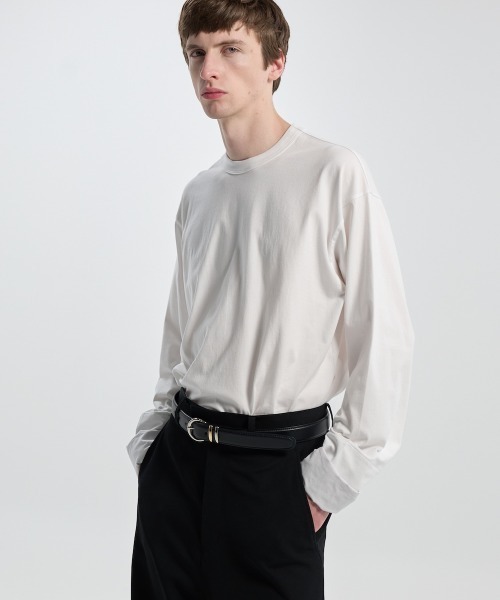CINOH（チノ）の「LEATHER BELT/SILVER BUCKLE（ベルト・メンズ・ブラック×シルバー・M/S/L）」の7枚目の写真