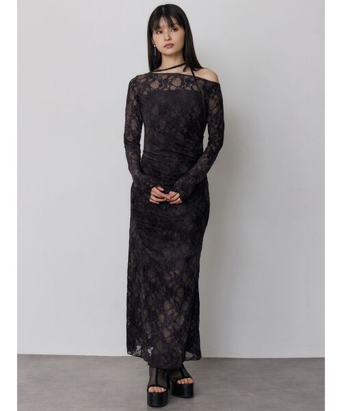 MURUA（ムルーア）の「【WEB限定】フロッキーフラワーシアーワンピース（ワンピース・レディース・ブルー/ブラック・FREE）」の5枚目の写真