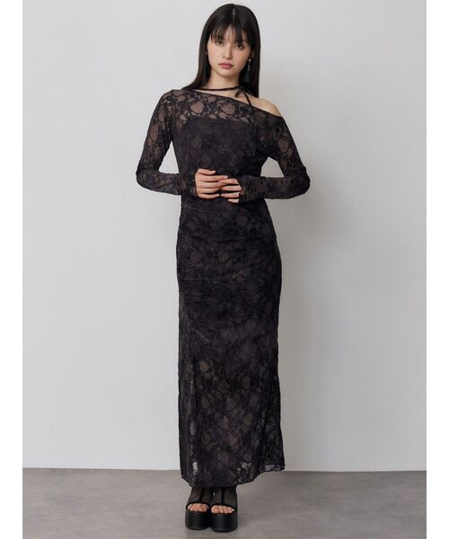 MURUA（ムルーア）の「【WEB限定】フロッキーフラワーシアーワンピース（ワンピース・レディース・ブルー/ブラック・FREE）」の6枚目の写真