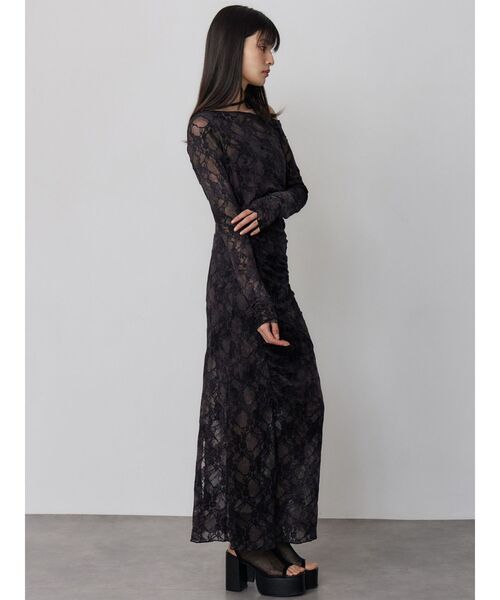 MURUA（ムルーア）の「【WEB限定】フロッキーフラワーシアーワンピース（ワンピース・レディース・ブルー/ブラック・FREE）」の8枚目の写真