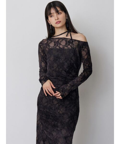 MURUA（ムルーア）の「【WEB限定】フロッキーフラワーシアーワンピース（ワンピース・レディース・ブルー/ブラック・FREE）」の11枚目の写真