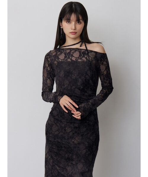 MURUA（ムルーア）の「【WEB限定】フロッキーフラワーシアーワンピース（ワンピース・レディース・ブルー/ブラック・FREE）」の12枚目の写真