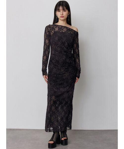 MURUA（ムルーア）の「【WEB限定】フロッキーフラワーシアーワンピース（ワンピース・レディース・ブルー/ブラック・FREE）」の15枚目の写真