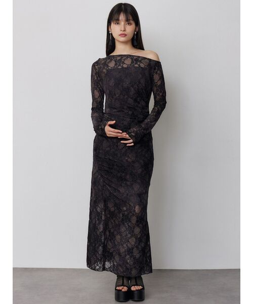 MURUA（ムルーア）の「【WEB限定】フロッキーフラワーシアーワンピース（ワンピース・レディース・ブルー/ブラック・FREE）」の16枚目の写真