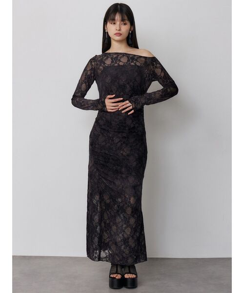 MURUA（ムルーア）の「【WEB限定】フロッキーフラワーシアーワンピース（ワンピース・レディース・ブルー/ブラック・FREE）」の17枚目の写真