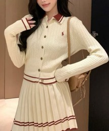 おしゃれスタ（オシャレスタ）の「セットアップ　ラインデザインニットトップス&スカート（セットアップ）」